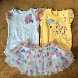 3 piece set: 2 onesies, 1 coordinating tutu